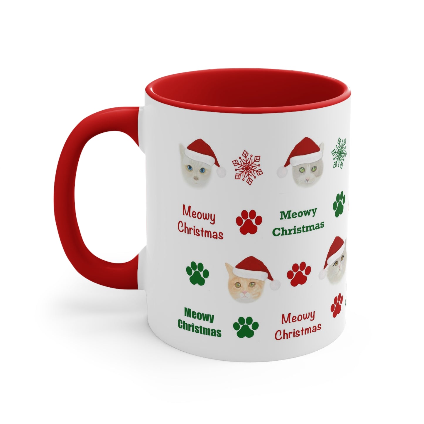 Meowy Christmas Two-tone Coffee Mug, 11oz